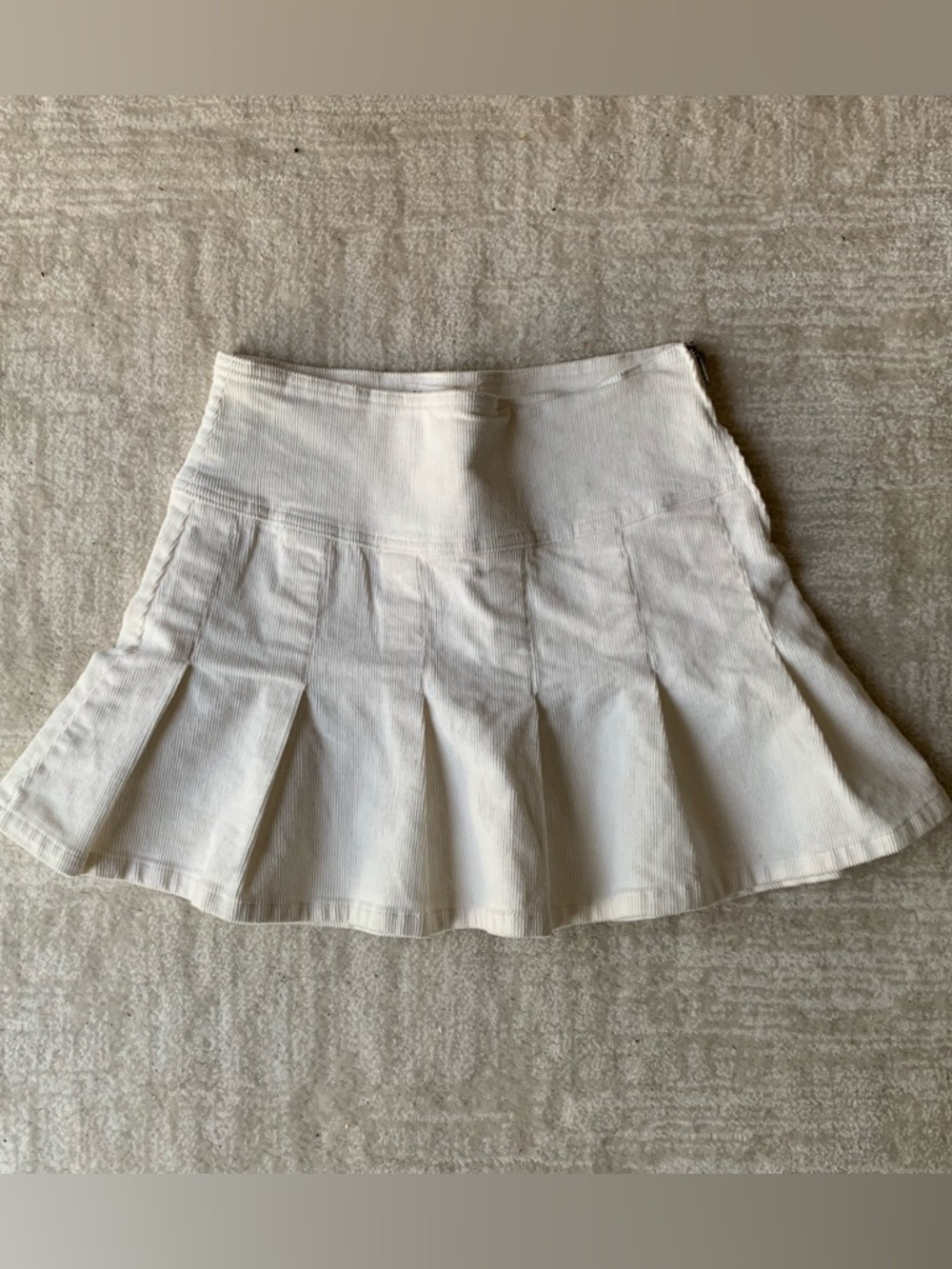 Aeropostale Cream Corduroy Pleated Mini Skirt